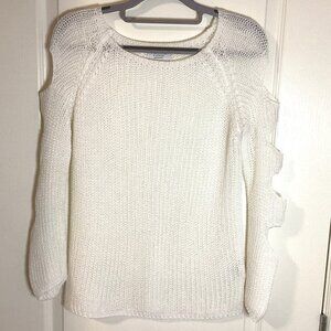 Femme Fatale Women's White Sheer Sweater Cut-Out Sleeves Made in Italy Size S/P